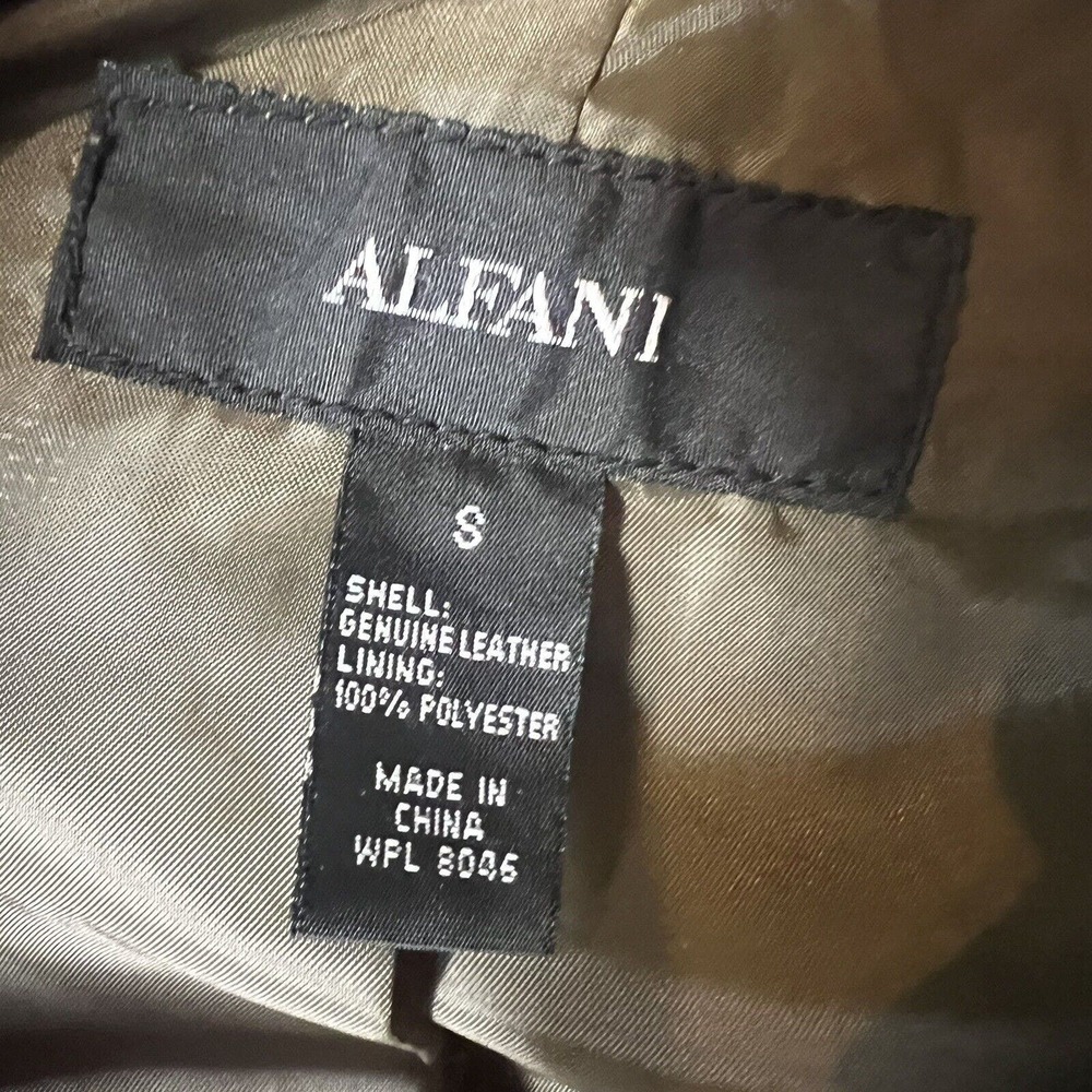 Alfani Genuine Leather Moto Jacket Snakeskin Olive Green Size Small - Picture 5 of 9